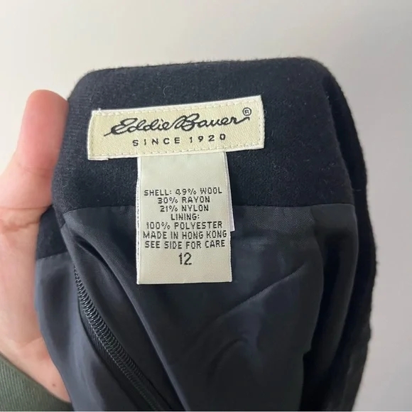 Eddie Bauer Black Wool Blend Maxi Skirt 12 - Picture 6 of 7